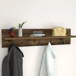 Garnero Arredamenti Appendiabiti E Attaccapanni|Appendiabiti E Attaccapanni-Appendiabiti da parete 80x18h cm con mensola Makira Noce