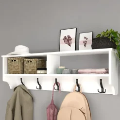 Garnero Arredamenti Appendiabiti E Attaccapanni|Appendiabiti E Attaccapanni-Appendiabiti da parete 120x37h cm con vani Fionia Bianco