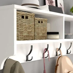 Garnero Arredamenti Appendiabiti E Attaccapanni|Appendiabiti E Attaccapanni-Appendiabiti da parete 120x37h cm con vani Fionia Bianco