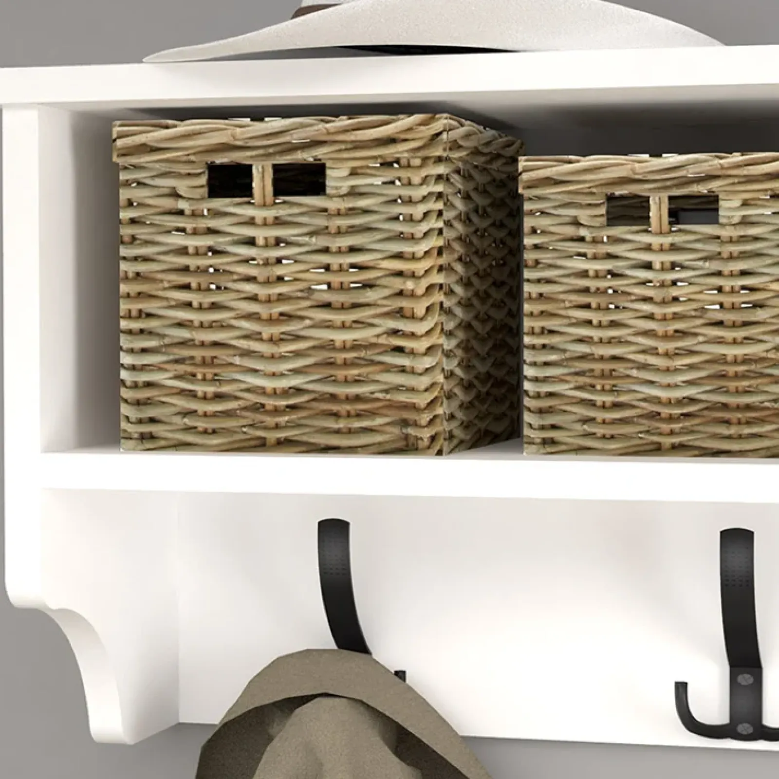 Garnero Arredamenti Appendiabiti E Attaccapanni|Appendiabiti E Attaccapanni-Appendiabiti da parete 120x37h cm con vani Fionia Bianco