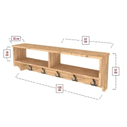 Garnero Arredamenti Appendiabiti E Attaccapanni|Appendiabiti E Attaccapanni-Appendiabiti da parete 120x37h cm con vani Fionia Rovere