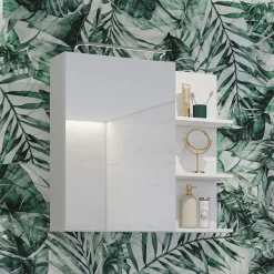 Garnero Arredamenti Specchi|Specchi-Armadietto bagno con specchio 78x71h cm 1 anta 3 mensole Linda Bianco Lucido