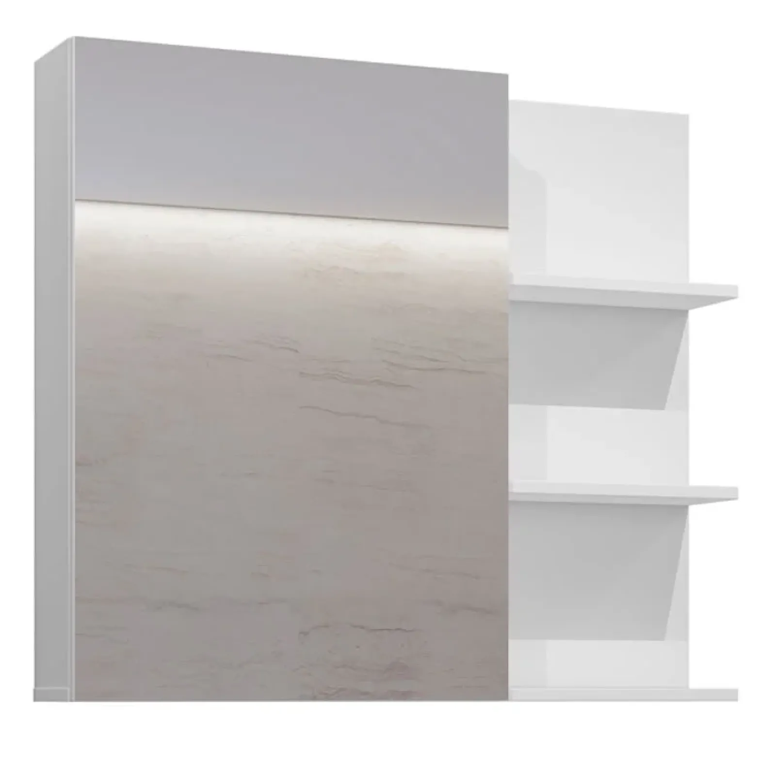 Garnero Arredamenti Specchi|Specchi-Armadietto bagno con specchio 78x71h cm 1 anta 3 mensole Linda Bianco Lucido