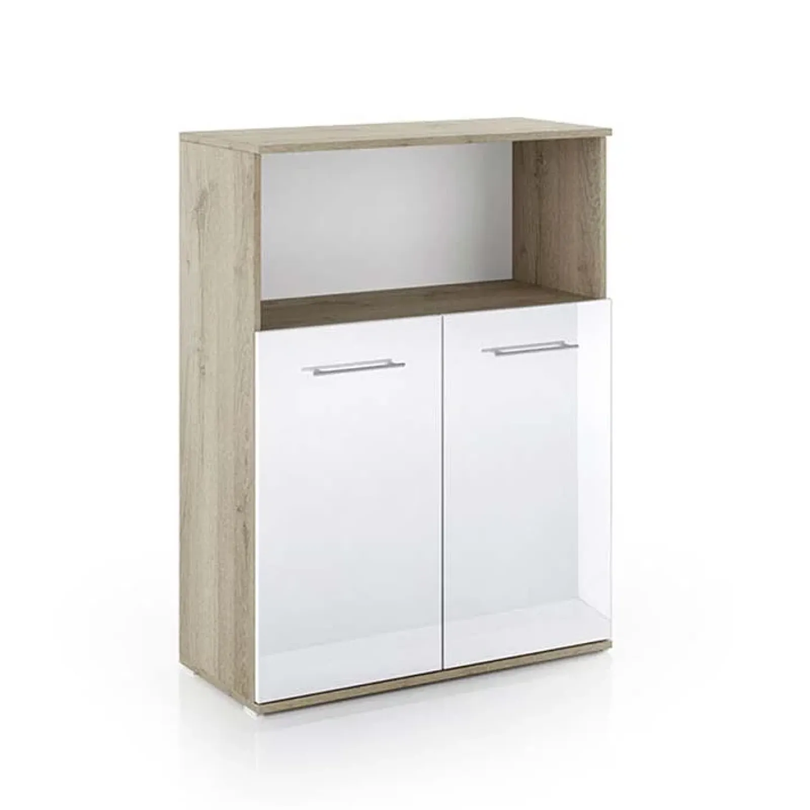 Garnero Arredamenti Cassettiere Ufficio|Cassettiera-Armadietto ufficio 80x106h cm moderno rovere bianco lucido Time C Bianco Lucido - Rovere