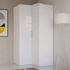 Garnero Arredamenti Armadio Ante Battenti|Guardaroba-Armadio ad angolo 109x217h cm 2 ante bianco opaco e lucido Naper