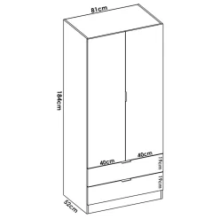 Garnero Arredamenti Armadio Ante Battenti|Guardaroba-Armadio angolare 174x184h cm con ante e cassetti legno rovere Juan