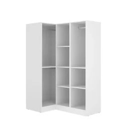 Garnero Arredamenti Armadio Ante Battenti|Guardaroba-Armadio angolare 133x184h cm con barra appendiabiti legno bianco Juan