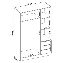 Garnero Arredamenti Armadio Ante Battenti|Guardaroba-Armadio angolare 214x184h cm con ante e cassetti legno rovere Juan
