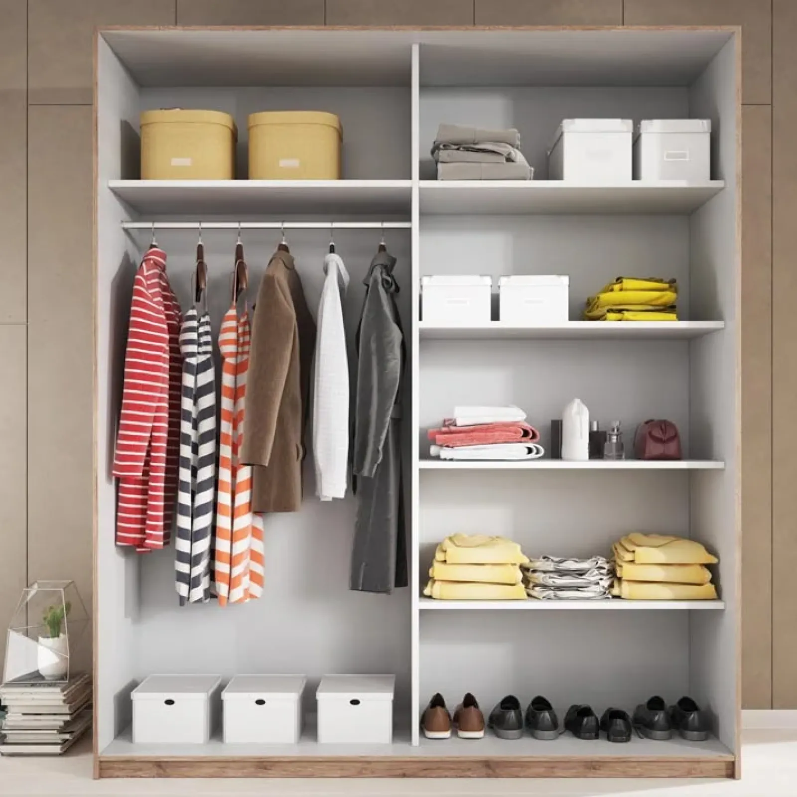 Garnero Arredamenti Armadio Ante A Specchio|Armadio Ante Scorrevoli-Armadio con specchio 221x210h cm 2 ante scorrevoli rovere scuro Lisbona Gihome®