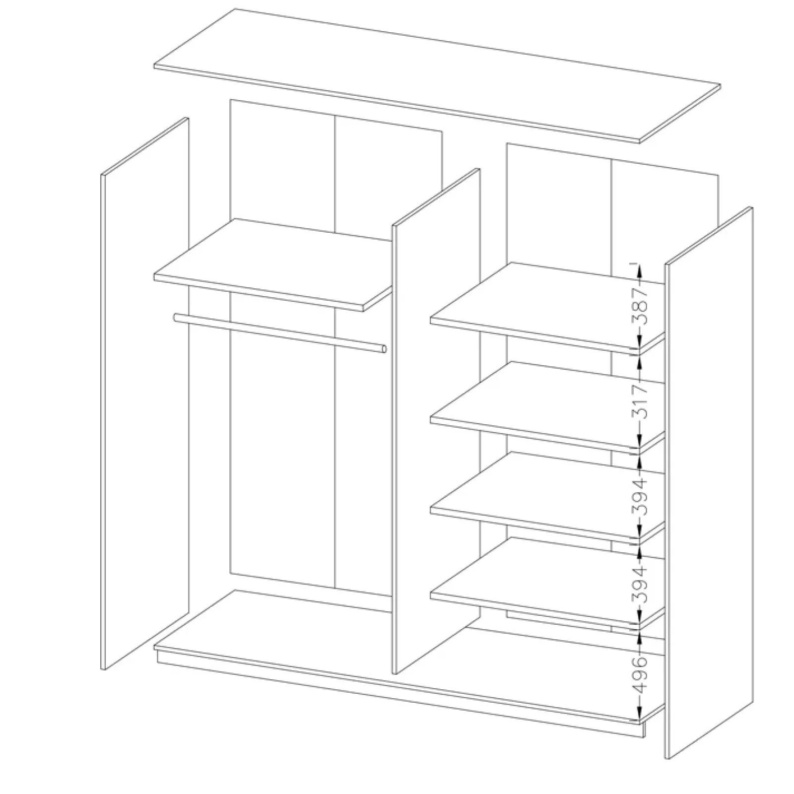 Garnero Arredamenti Armadio Ante A Specchio|Armadio Ante Scorrevoli-Armadio con specchio 221x210h cm 2 ante scorrevoli rovere scuro Lisbona Gihome®