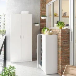Garnero Arredamenti Armadi E Madie Ingresso|Armadio Ante Battenti-Armadio ingresso 73x180h cm 2 ante battenti multiuso bianco opaco Corie