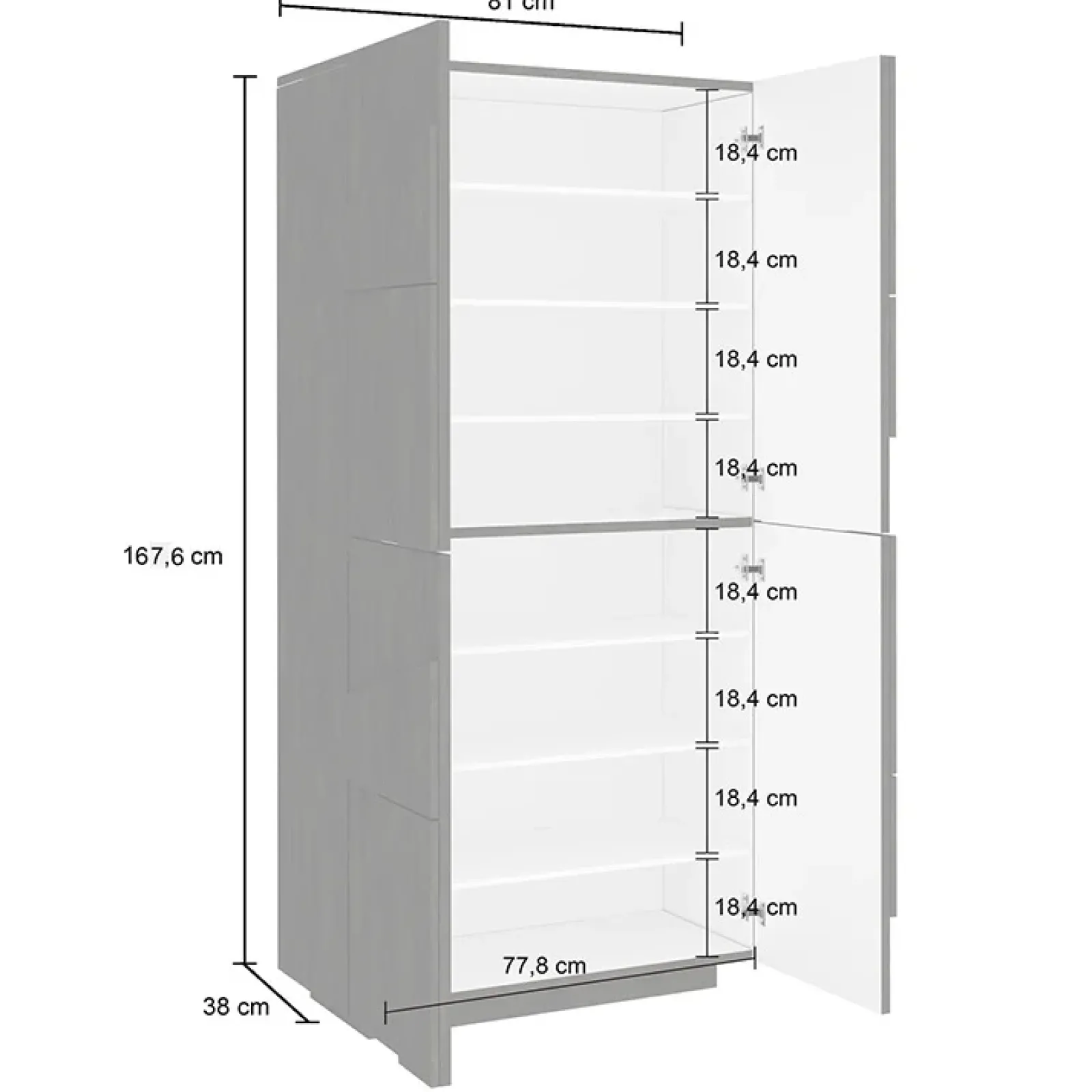 Garnero Arredamenti Scarpiere E Cassepanche|Scarpiere-Armadio scarpiera 80x168h cm 4 ante Zenzero Bianco Lucido