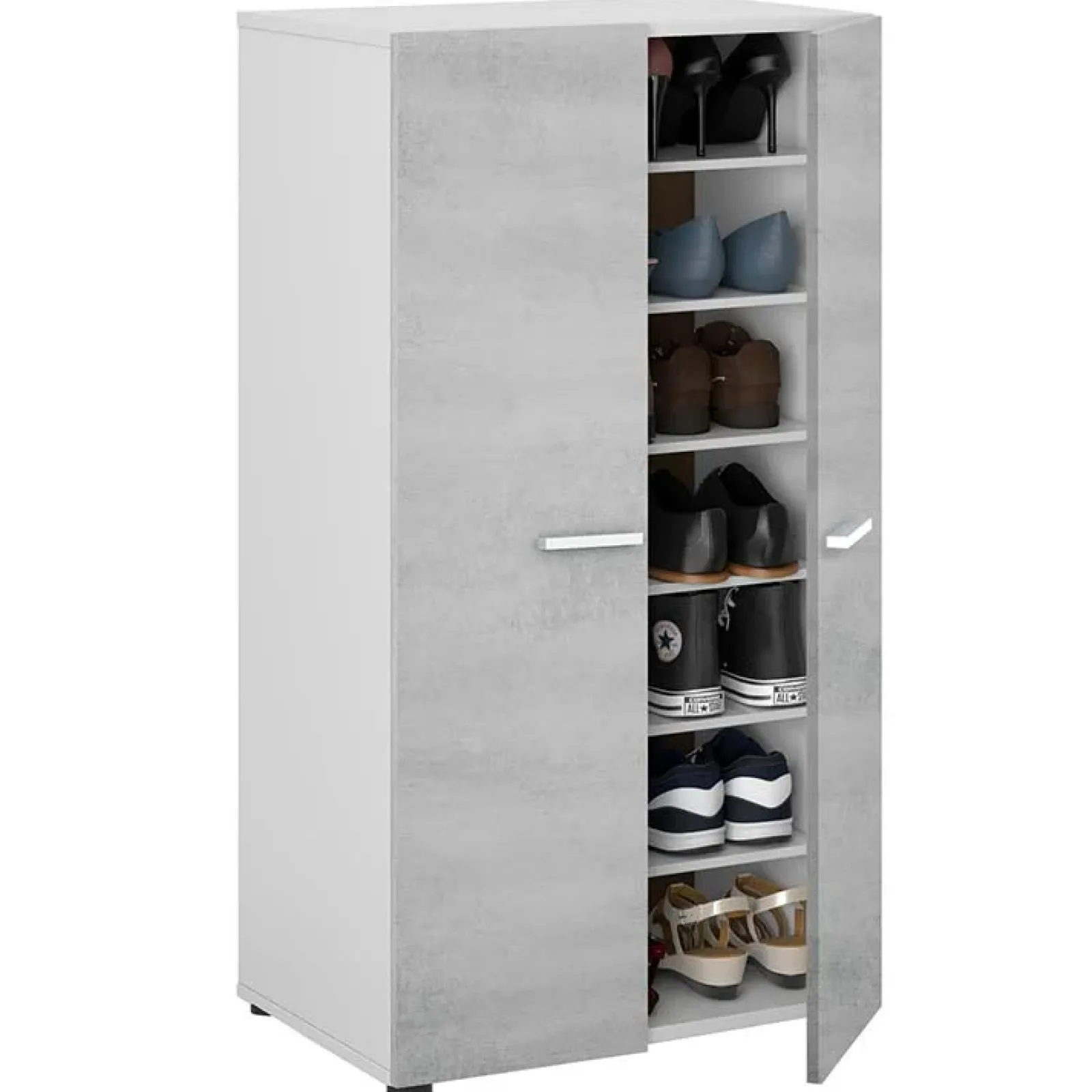 Garnero Arredamenti Scarpiere E Cassepanche|Scarpiere-Armadio scarpiera 55x108h cm 2 ante battente bianco opaco cemento Tom