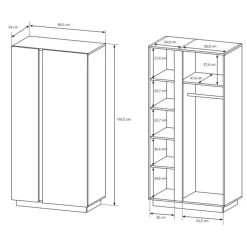 Garnero Arredamenti Armadi Soggiorno|Guardaroba-Armadio soggiorno 97x194h cm 2 ante bianco lucido rovere Noa Gihome®
