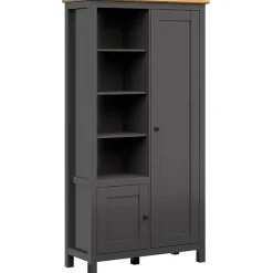 Garnero Arredamenti Armadi Soggiorno|Guardaroba-Armadio soggiorno 106x203h cm 4 vani giorno nero grafite rovere chiaro Holga