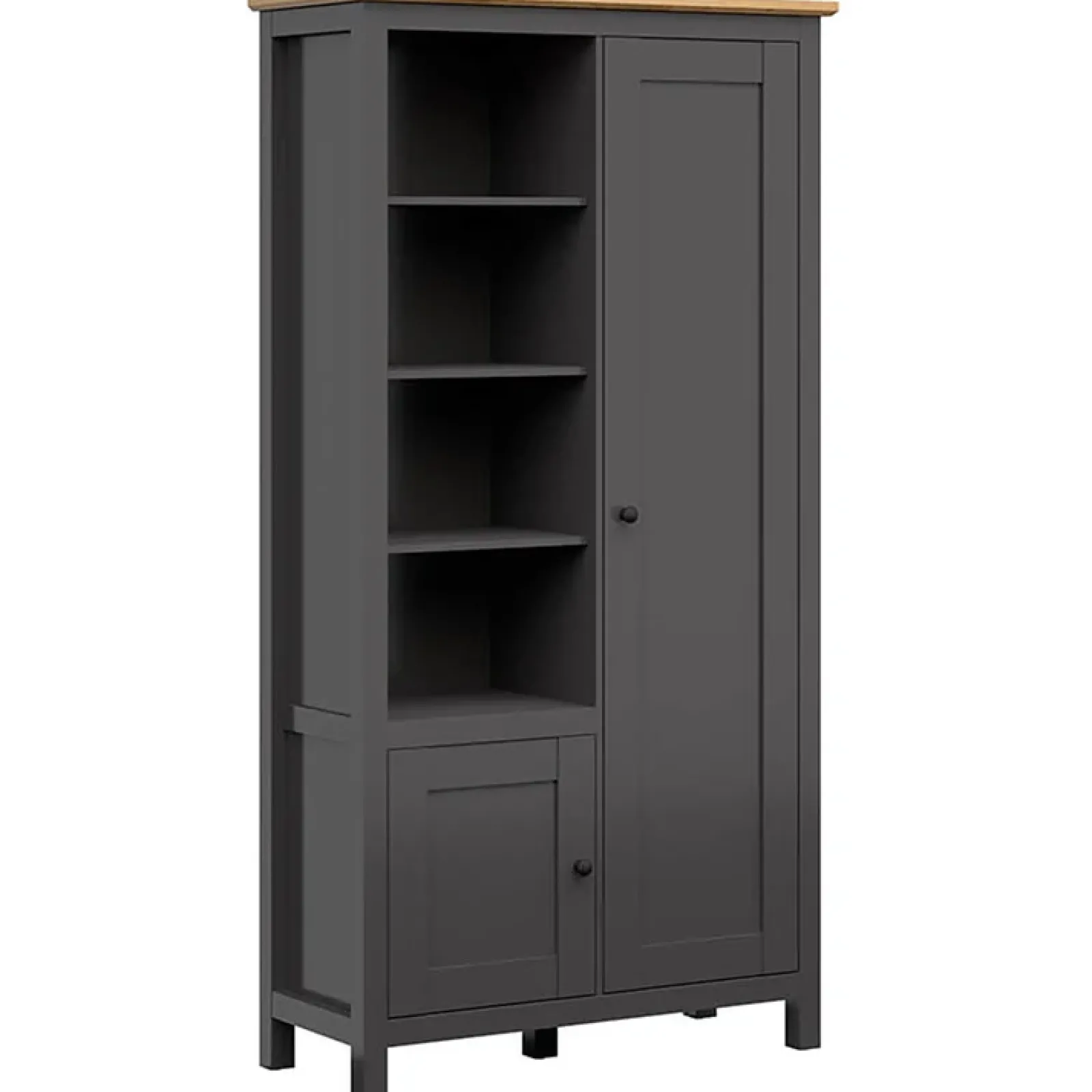 Garnero Arredamenti Armadi Soggiorno|Guardaroba-Armadio soggiorno 106x203h cm 4 vani giorno nero grafite rovere chiaro Holga