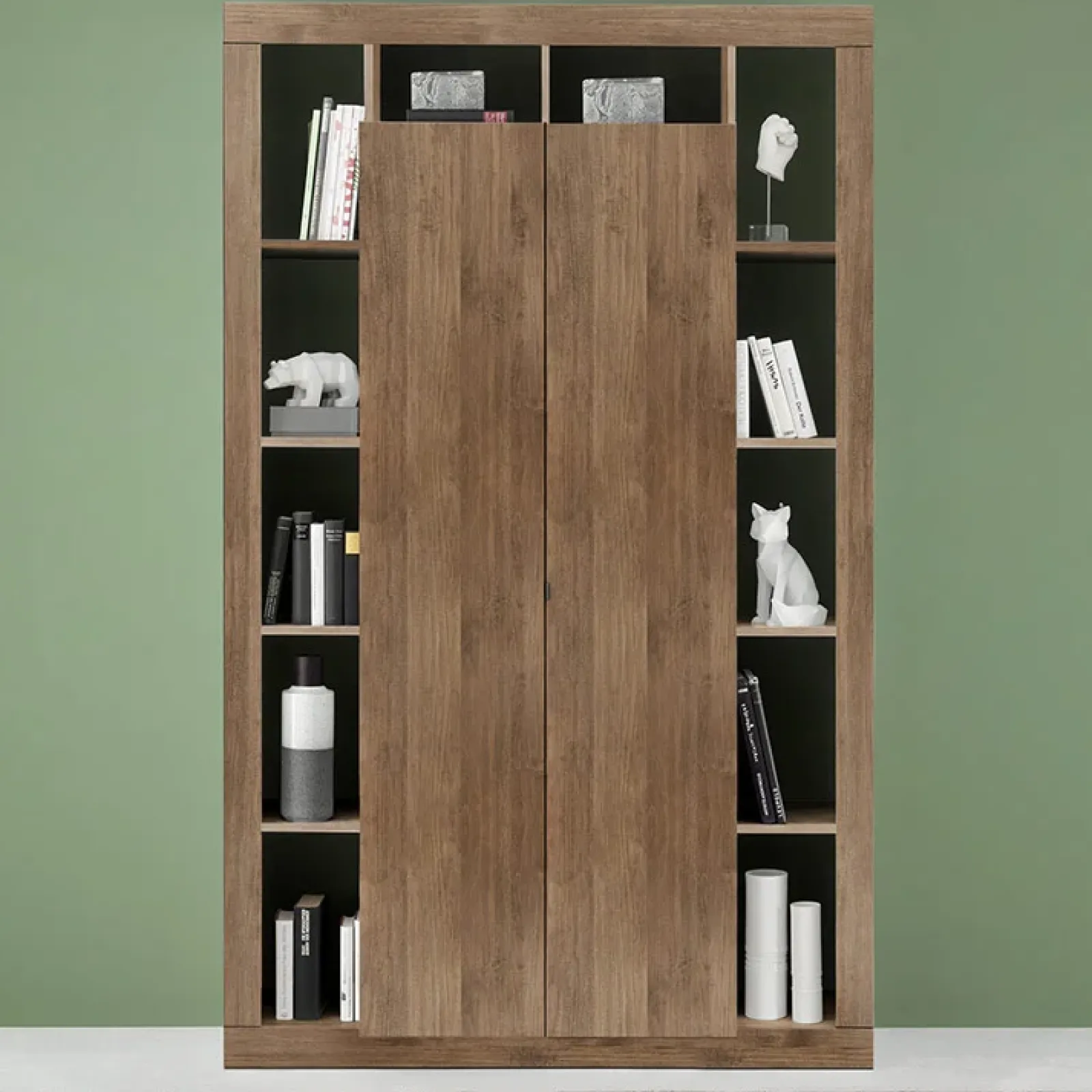 Garnero Arredamenti Armadi Soggiorno|Guardaroba-Armadio soggiorno 134x217h cm 2 ante moderna rovere scuro Trilogy Noce