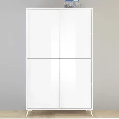 Garnero Arredamenti Armadi Soggiorno|Credenza Alta-Armadio soggiorno 104x174h cm 4 ante moderno Tosca Bianco Lucido