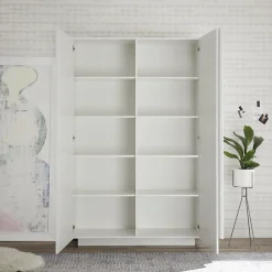 Garnero Arredamenti Armadi Soggiorno|Guardaroba-Armadio soggiorno 120x193h cm 2 ante moderno bianco laccato lucido Alvarez Bianco Lucido