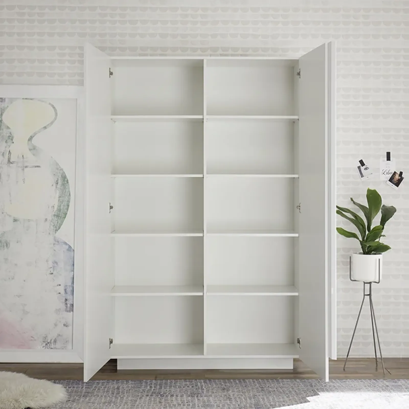 Garnero Arredamenti Armadi Soggiorno|Guardaroba-Armadio soggiorno 120x193h cm 2 ante moderno bianco laccato lucido Alvarez Bianco Lucido