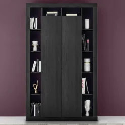 Garnero Arredamenti Armadi Soggiorno|Guardaroba-Armadio soggiorno 134x217h cm 2 ante moderno Trilogy Nero Frassinato