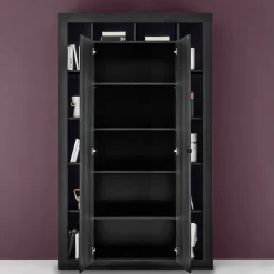 Garnero Arredamenti Armadi Soggiorno|Guardaroba-Armadio soggiorno 134x217h cm 2 ante moderno Trilogy Nero Frassinato
