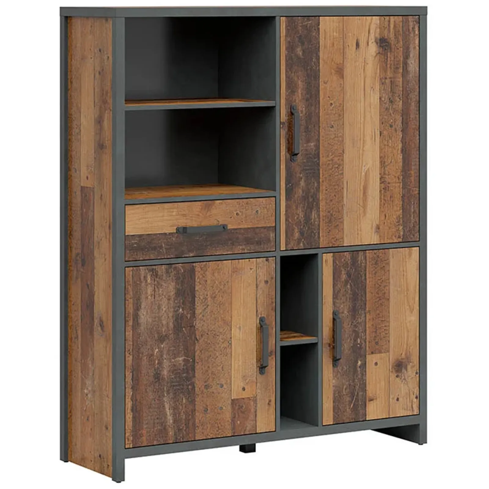 Garnero Arredamenti Armadi Soggiorno|Guardaroba-Armadio soggiorno 120x150h cm 3 ante stile soft rovere scuro nero Urbania