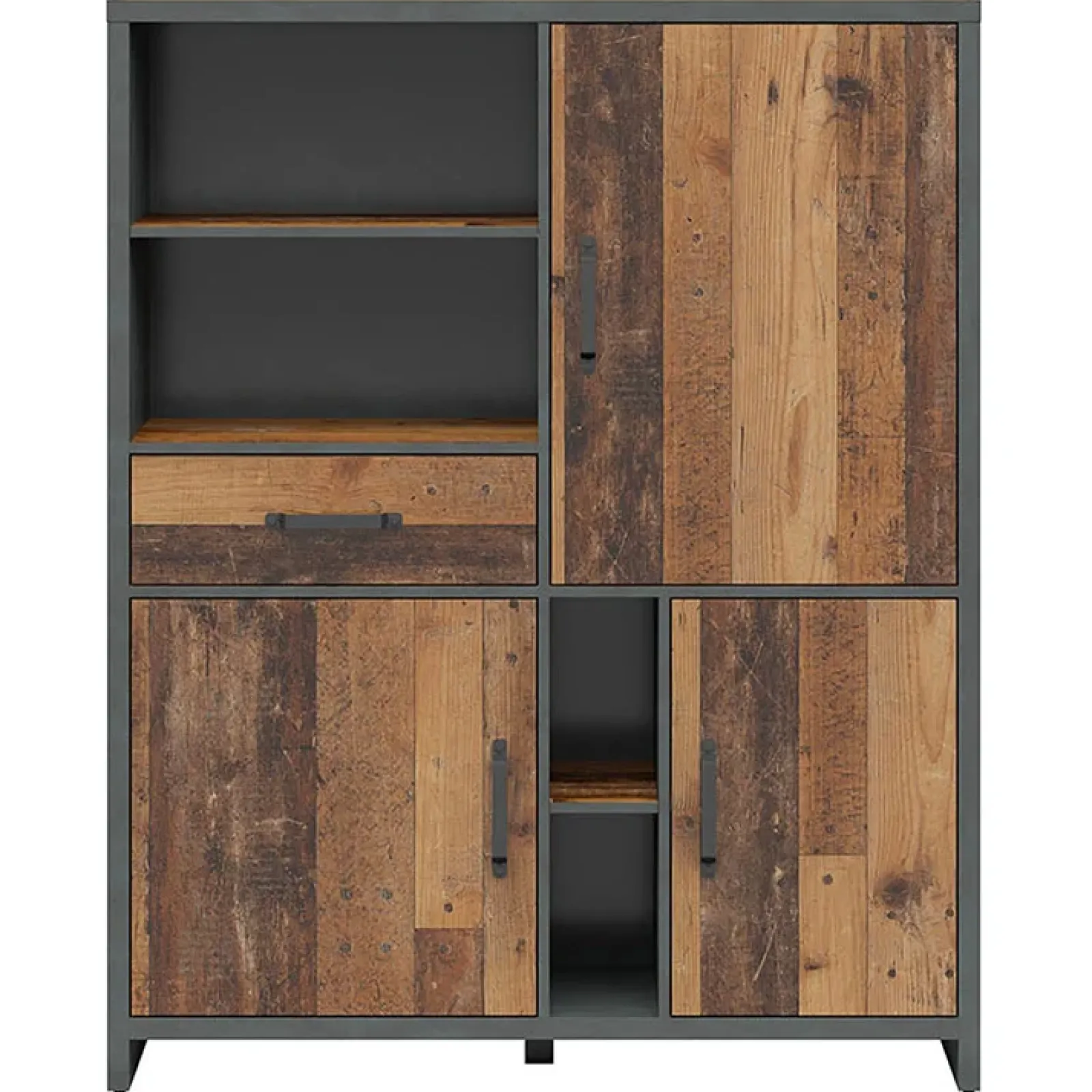 Garnero Arredamenti Armadi Soggiorno|Guardaroba-Armadio soggiorno 120x150h cm 3 ante stile soft rovere scuro nero Urbania