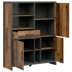 Garnero Arredamenti Armadi Soggiorno|Guardaroba-Armadio soggiorno 120x150h cm 3 ante stile soft rovere scuro nero Urbania