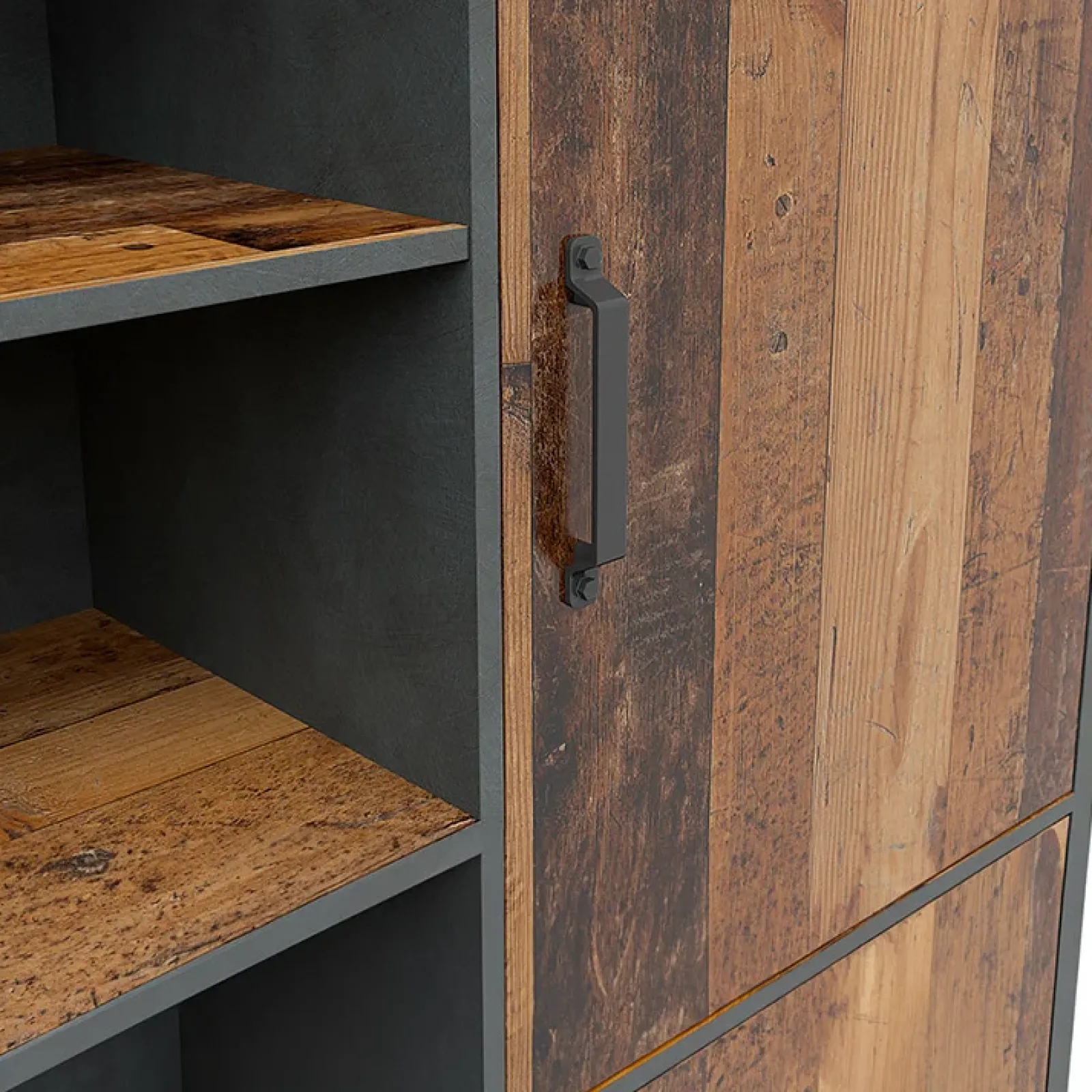 Garnero Arredamenti Armadi Soggiorno|Guardaroba-Armadio soggiorno 120x150h cm 3 ante stile soft rovere scuro nero Urbania