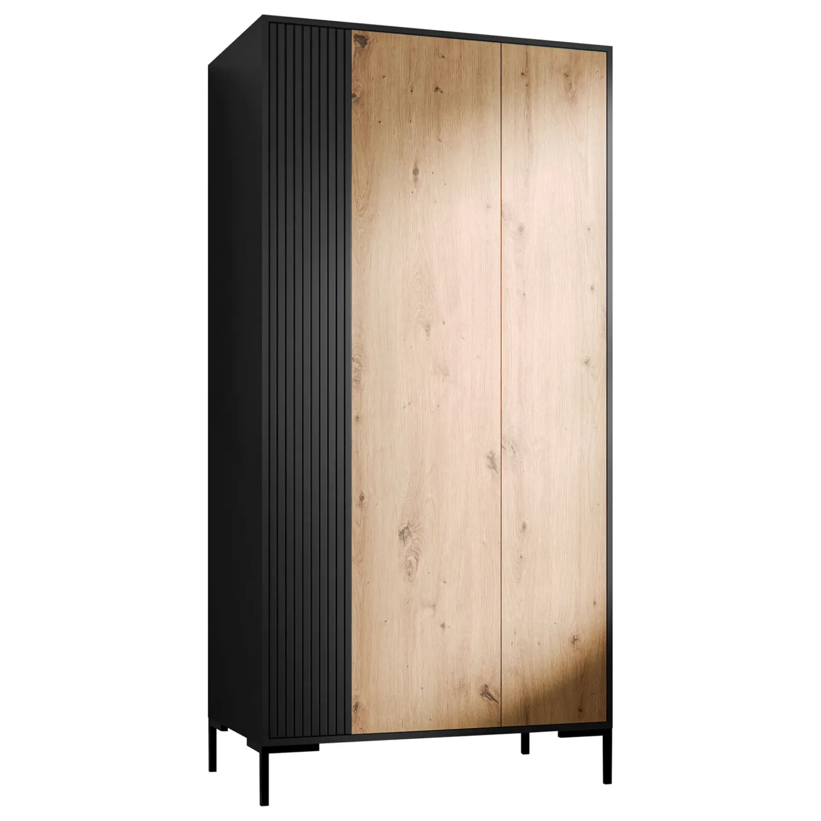 Garnero Arredamenti Armadi Soggiorno|Credenze Moderne-Armadio soggiorno 90x184h cm 2 ante rovere nero Duble