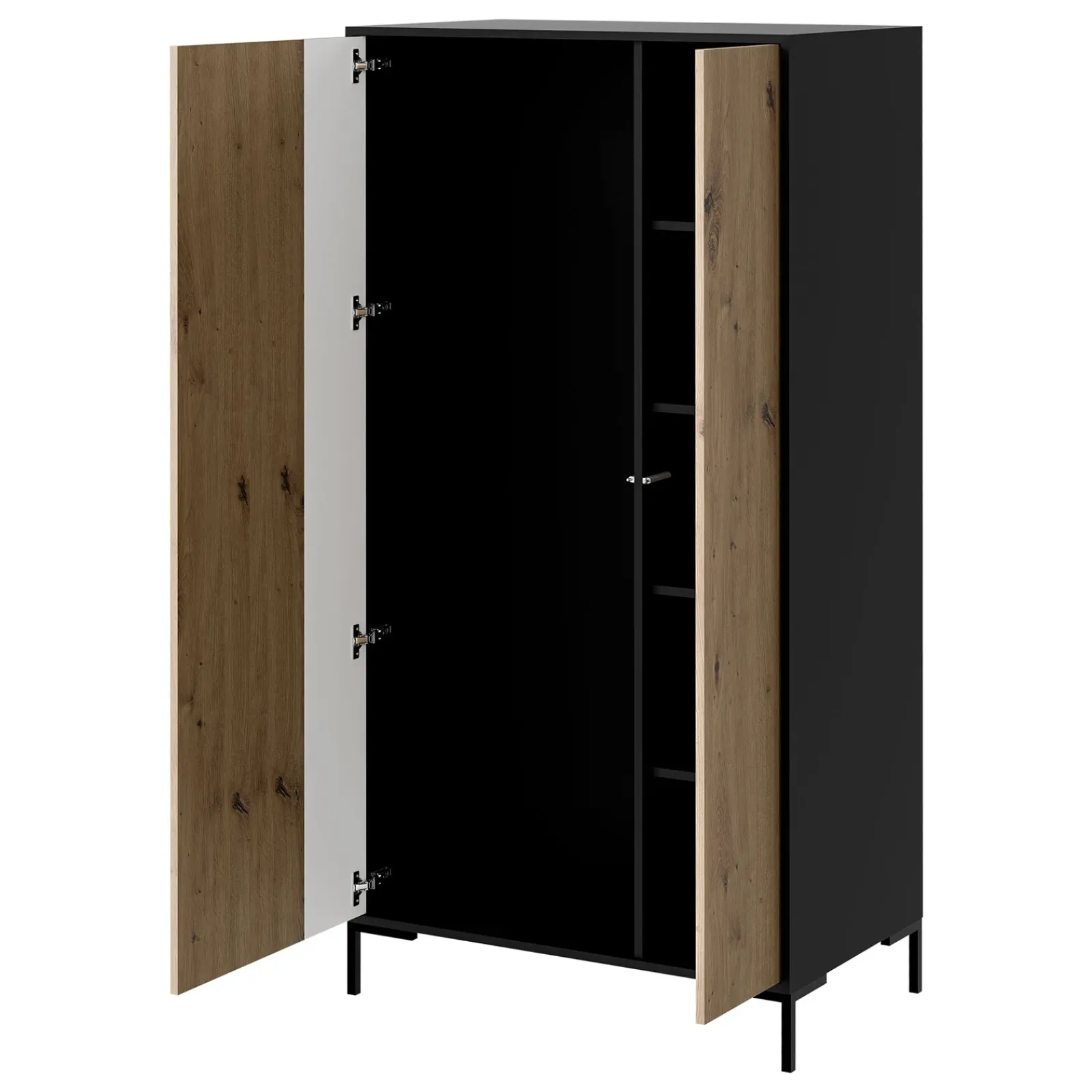 Garnero Arredamenti Armadi Soggiorno|Credenze Moderne-Armadio soggiorno 90x184h cm 2 ante rovere nero Duble