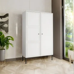 Garnero Arredamenti Armadi Soggiorno|Credenze Moderne-Armadio soggiorno 100x166h cm 2 ante Stark Bianco Opaco