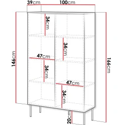 Garnero Arredamenti Armadi Soggiorno|Credenze Moderne-Armadio soggiorno 100x166h cm 2 ante Stark Bianco Opaco