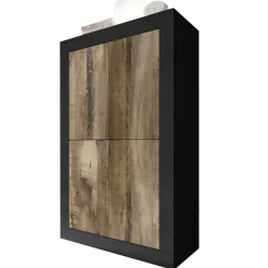 Garnero Arredamenti Armadi Soggiorno|Guardaroba-Armadio soggiorno 102x162h cm 4 ante moderno nero pero Eternity Nero Opaco - Rovere