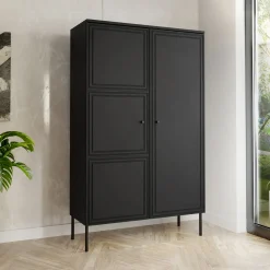 Garnero Arredamenti Armadi Soggiorno|Credenze Moderne-Armadio soggiorno 100x166h cm 2 ante Stark Nero Opaco