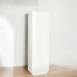 Garnero Arredamenti Armadi Soggiorno|Guardaroba-Armadio soggiorno 60x200h cm moderno Candia Gihome® Bianco Lucido