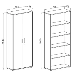 Garnero Arredamenti Armadi Ufficio-Armadio ufficio 79x188 cm 2 ante rovere grafite Woody Grafite - Rovere Rustico