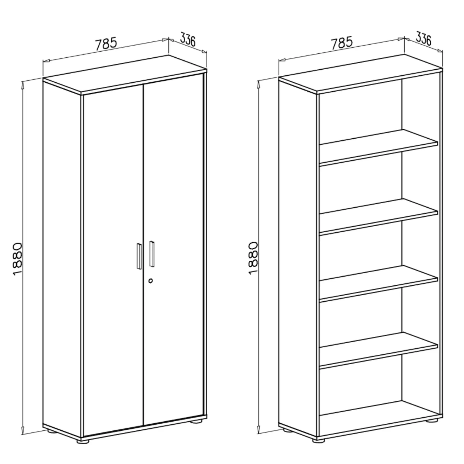 Garnero Arredamenti Armadi Ufficio-Armadio ufficio 79x188 cm 2 ante rovere grafite Woody Grafite - Rovere Rustico
