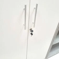 Garnero Arredamenti Armadi Ufficio-Armadio ufficio 79x188h cm 2 ante bianco frassinato cemento Woody Bianco Frassinato - Cemento