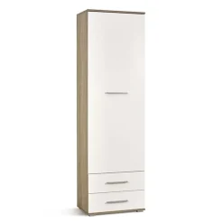 Garnero Arredamenti Armadio Cameretta|Armadio Ante Battenti-Armadio 60x200h cm 1 anta 2 cassetti bianco rovere Viki Bianco Opaco - Rovere
