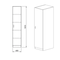 Garnero Arredamenti Armadio Cameretta|Armadio Ante Battenti-Armadio 40x191h cm 1 anta moderno Marzia Noce