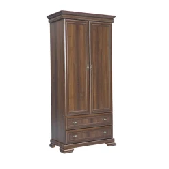 Garnero Arredamenti Armadio Ante Battenti|Guardaroba-Armadio 88x193h cm 2 ante 2 cassetti arte povera quercia Kelly Noce