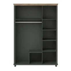 Garnero Arredamenti Armadio Ante A Specchio|Armadio Ante Battenti-Armadio 154x216h cm 3 ante 2 cassetti con specchio quercia Texel Verde