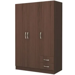 Garnero Arredamenti Armadio Ante Battenti|Guardaroba-Armadio 120x181h cm 3 ante 2 cassetti moderno Tropea Wengè