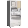 Garnero Arredamenti Armadio Ante A Specchio|Armadio Ante Battenti-Armadio 86x185h cm 2 ante 1 cassetto con specchio grigio Selva