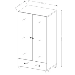 Garnero Arredamenti Armadio Ante A Specchio|Armadio Ante Battenti-Armadio 86x185h cm 2 ante 1 cassetto con specchio grigio Selva