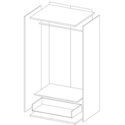 Garnero Arredamenti Armadio Ante A Specchio|Armadio Ante Battenti-Armadio 86x185h cm 2 ante 1 cassetto con specchio grigio Selva