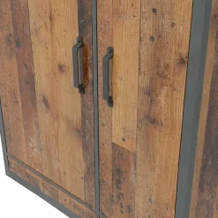 Garnero Arredamenti Armadio Ante Battenti|Guardaroba-Armadio 90x201h cm 2 ante 2 cassetti stile soft rovere scuro nero Urbania