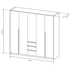 Garnero Arredamenti Armadio Ante Battenti|Guardaroba-Armadio 225x215h cm 5 ante 3 cassetti bianco rovere Sweet